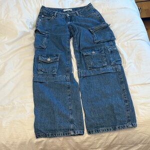 Garage Women's Blue Flare Cargo Jeans